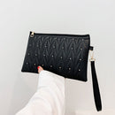 Fashion Rivet Evening Clutch Bag Leather Women Envelope Handbag (Black)
