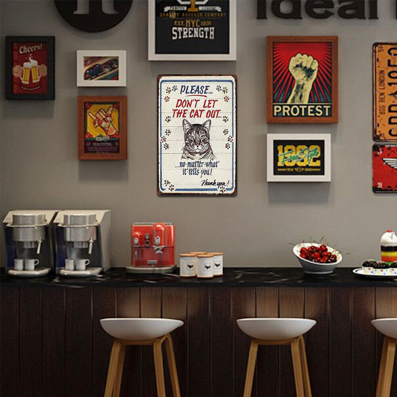 Cat Sheet Metal Drawing Metal Painting Tin Wall Home Poster Bedroom Art Sign