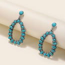 Fashion 5cm Turquoise Earrings Hollow Dangle Design for Women Bohemia Jewelry