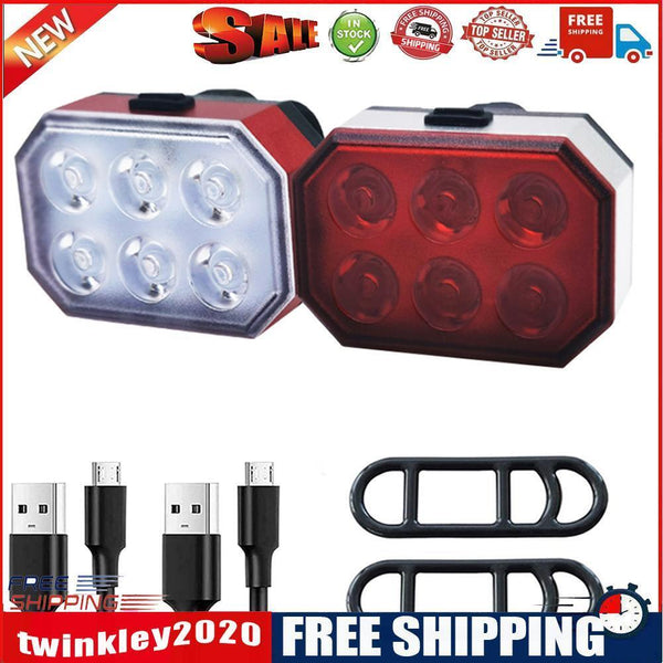 Rechargeable Bike Lights Set Bicycle Front Rear LED Tail Light Waterproof