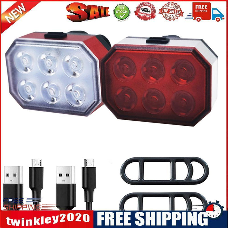 Rechargeable Bike Lights Set Bicycle Front Rear LED Tail Light Waterproof
