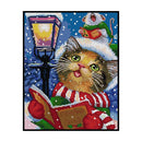 Full Cross Stitch Christmas Cat DIY Embroidery Cotton Thread Home Decor Pictures