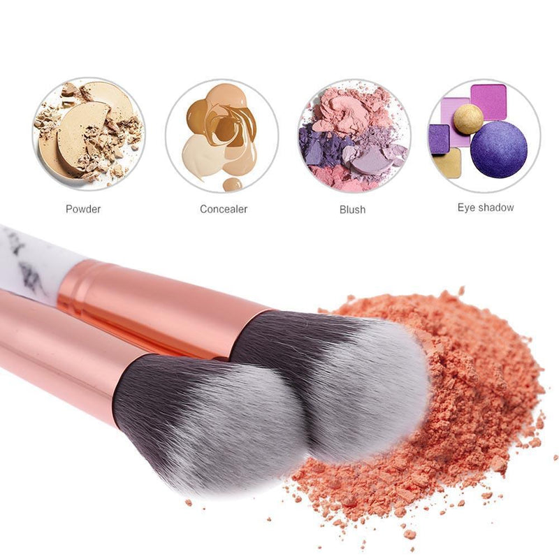5pcs Marble Texture Eye Shadow Blush Powder Foundation Makeup Brushes Set