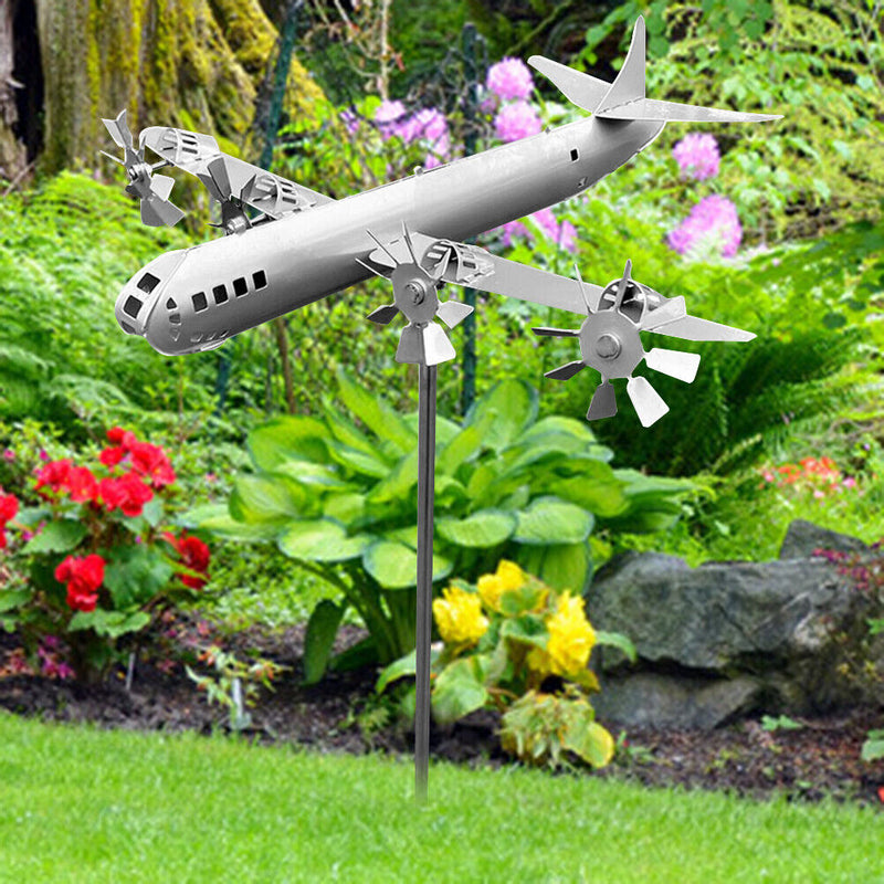 Metal Airplane Windmill Aircraft Wind Spinners Outdoor Garden Yard Decorations
