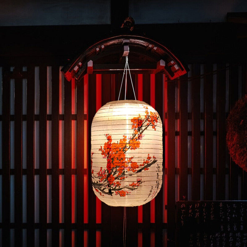 Solar Lantern Chinese Japanese Print Hanging Outdoor Garden Party Light (E)