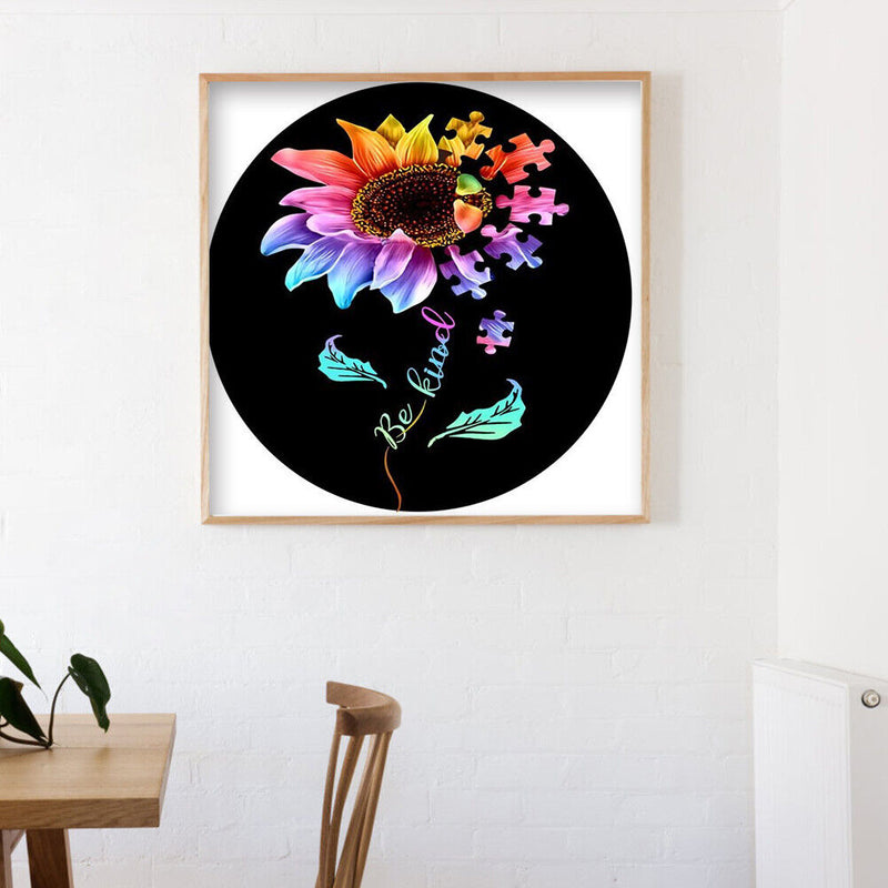 DIY Round Drill Diamond Painting Sunflower 5D Rhinestone Mosaic for Wall Gift