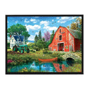 Full Embroidery DIY Canvas Stamped 11CT Cross Stitch Farm View Kit Ornament