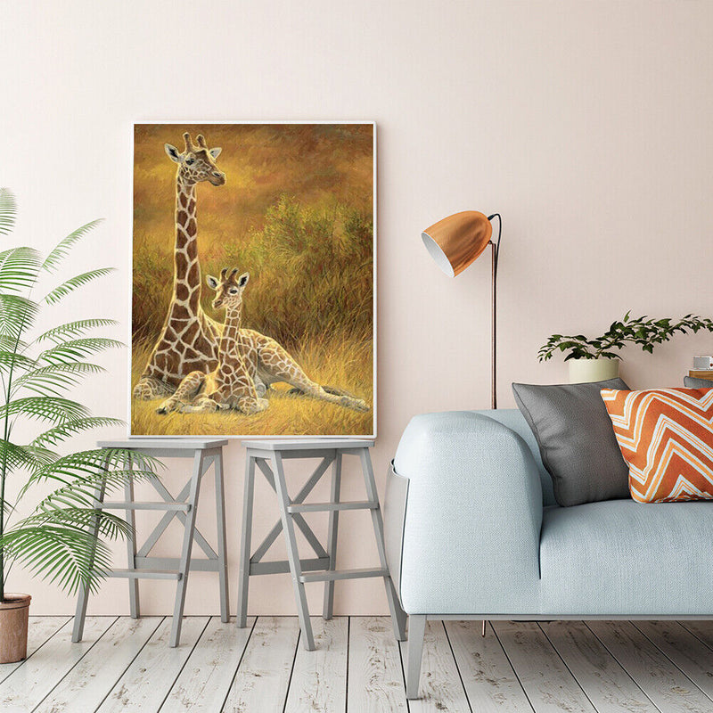 Handpainted DIY Giraffe Mother Child Oil Paint by Numbers Picture Craft Gift Kit
