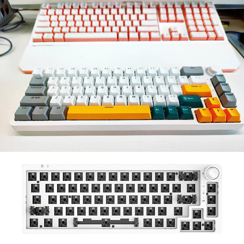 68 Keys RGB 60 Percent NKRO DIY Mechanical Hotswap Keyboard Kits (White)