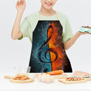 Kitchen Linen Apron Music Note Paint Picnic Coffee Shop Accessory Pinafore