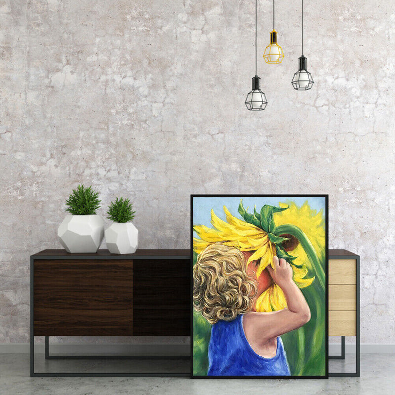 Sunflowers Girl Oil Painting By Numbers DIY Frameless Art Picture On Canvas