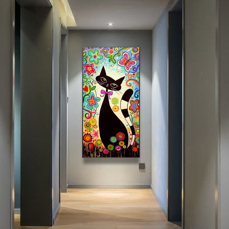Cartoon Flower Cat Oil Paint By Numbers Wall Art Craft Coloring Drawing for Kids