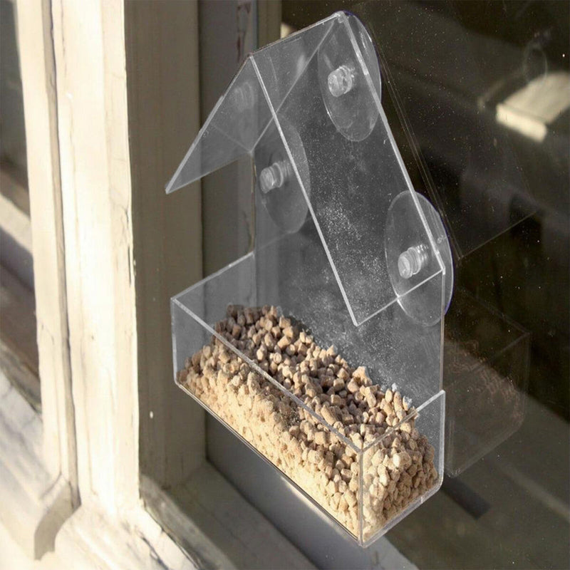 Plastic Window Bird Feeder, Transparent, Suction Cup, House Shape Birdfeeders