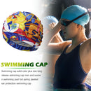 Pleated Swim Cap Long Hair Stretch Elastic Nylon Swimming Bathing Cap for W