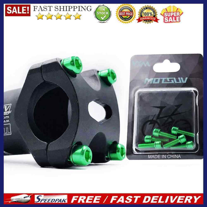 6pcs Mountain Bike Stem Bolts Titanium M5x18mm Allen Head Stem Screws w/ Wa