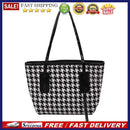 Women Houndstooth Print Leather Jacquard Shoulder Bag Casual Tote Shopping Bags