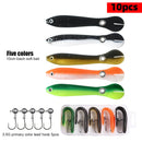 5pcs 10cm 6g Artificial Soft Loach Fishing Lures Crankbait + 5pcs Barbed Ho
