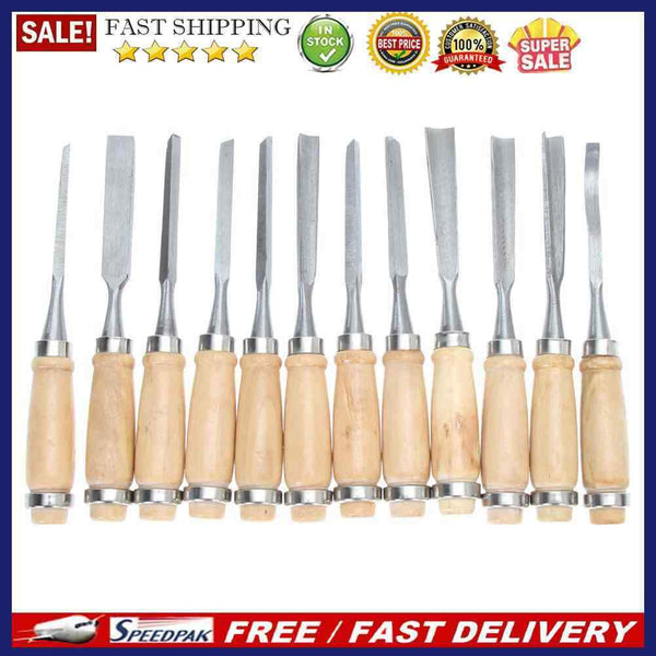 12Pcs Wood Carving Hand Chisel Tool Set Woodworking Professional Gouges