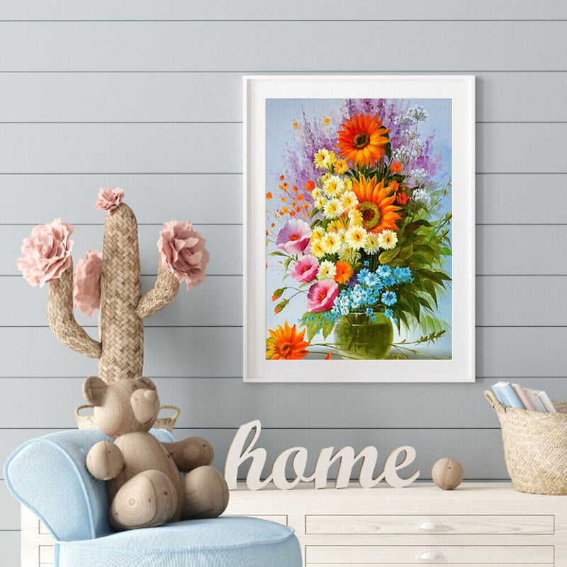 5D DIY Full Drill Round Shape Vase Rhinestone Diamond Drawing Home Decoration