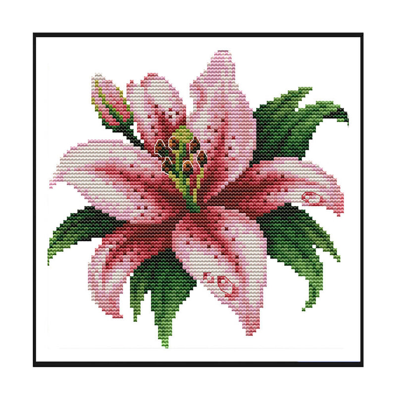 Partial Cross Stitch Blossom Lily 14CT Counted Embroidery Needlework DIY Decor