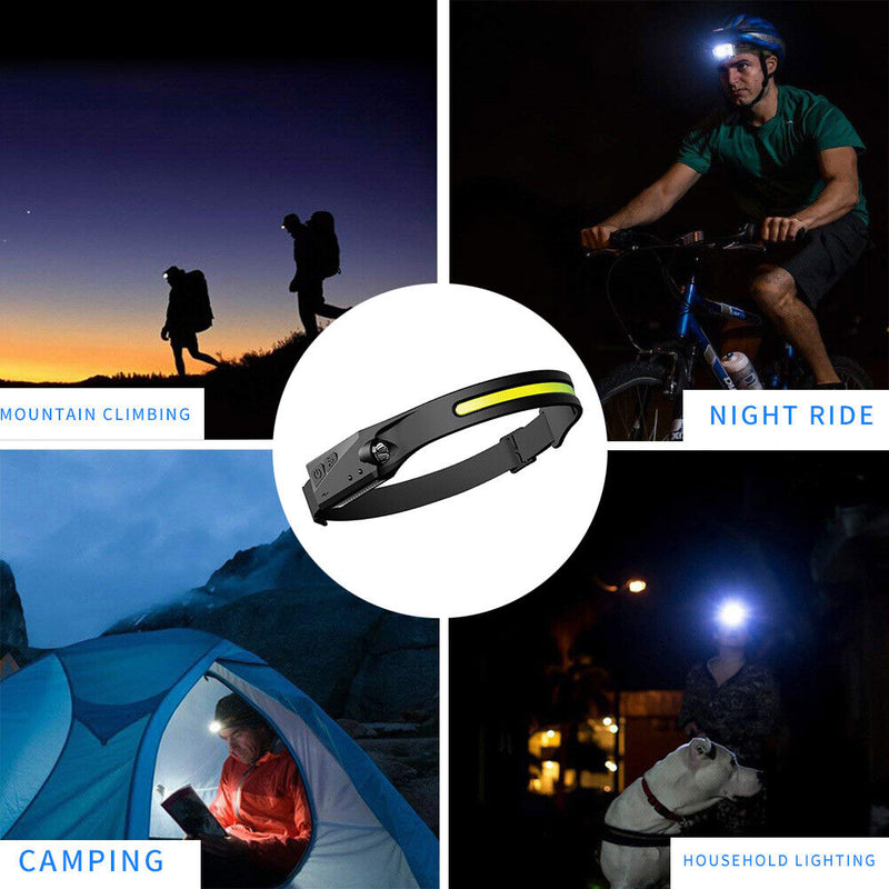 Sensor COB LED Headlamp Waterproof Outdoor Riding Camping Headlight (Black)