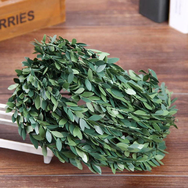 Silk Wreath Green Leaf Iron Wire Artificial Vine Wedding Gift Decor TOP DIY P5G9