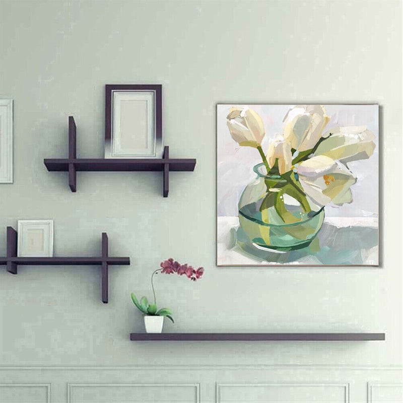Flower in Glass Vase Oil Paint By Numbers DIY Acrylic Painting on Canvas Art