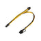 PCI-E 6-Pin Female to Dual 8-Pin (6+2-Pin) Male Graphics Card Power Cable