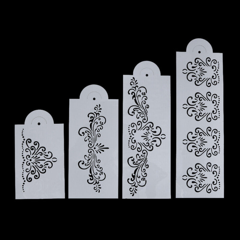 4X Flower Cake Cookie Fondant Side Baking Stencil Wedding Decor Mold Tool