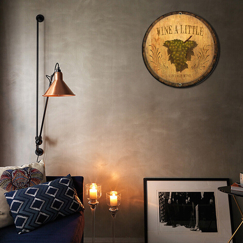 Wine Round Retro Metal Plate Tin Sign Plaque Poster for Bar Club Cafe Decor