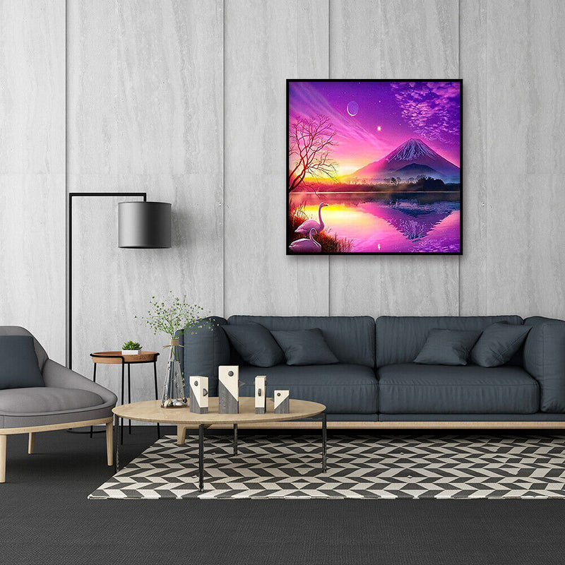 Rhinestone Embroidery Mosaic Purple Snow Mountain Diamond Painting Wall Decor