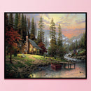 DIY Hut House Cross Stitch Full Embroidery Canvas 11CT Counted Home Wall Deco