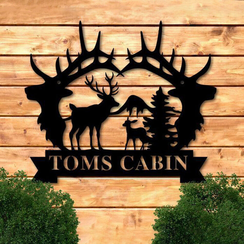 Metal Deer Family Hanging Art Craft Outdoor Garden Decoration Household Sup