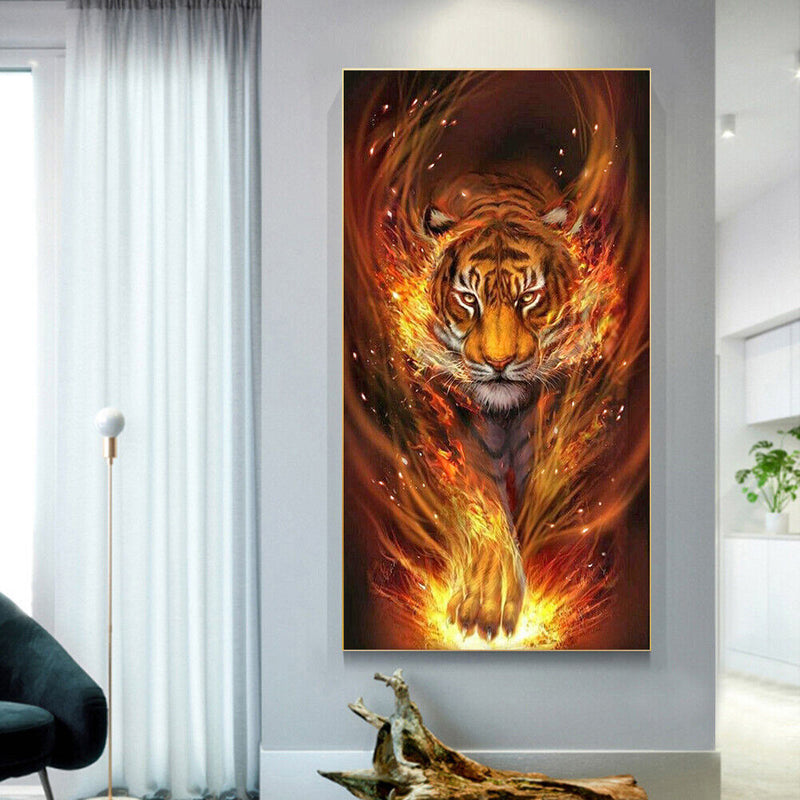 Flame Animal Oil Paint By Numbers Kits Canvas Picture DIY Wall Art Craft Sets
