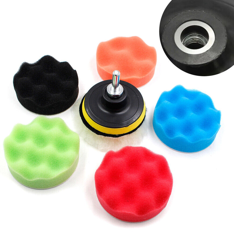 8pcs/Set Car Polishing Disc Buffing Waxing Sponge Car Polisher Drill Adapter