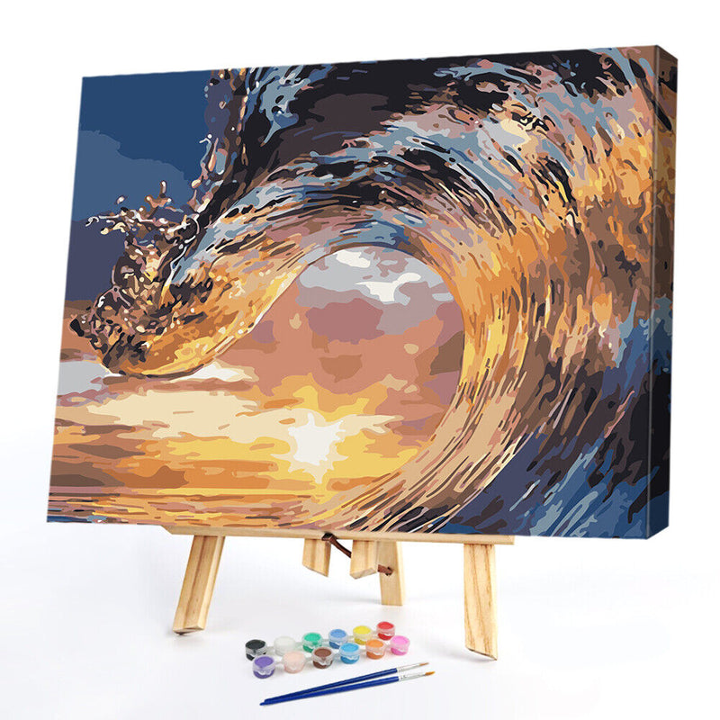 Sea Wave Painting By Number Kit Acrylic Paints Set DIY Handpainted Drawing