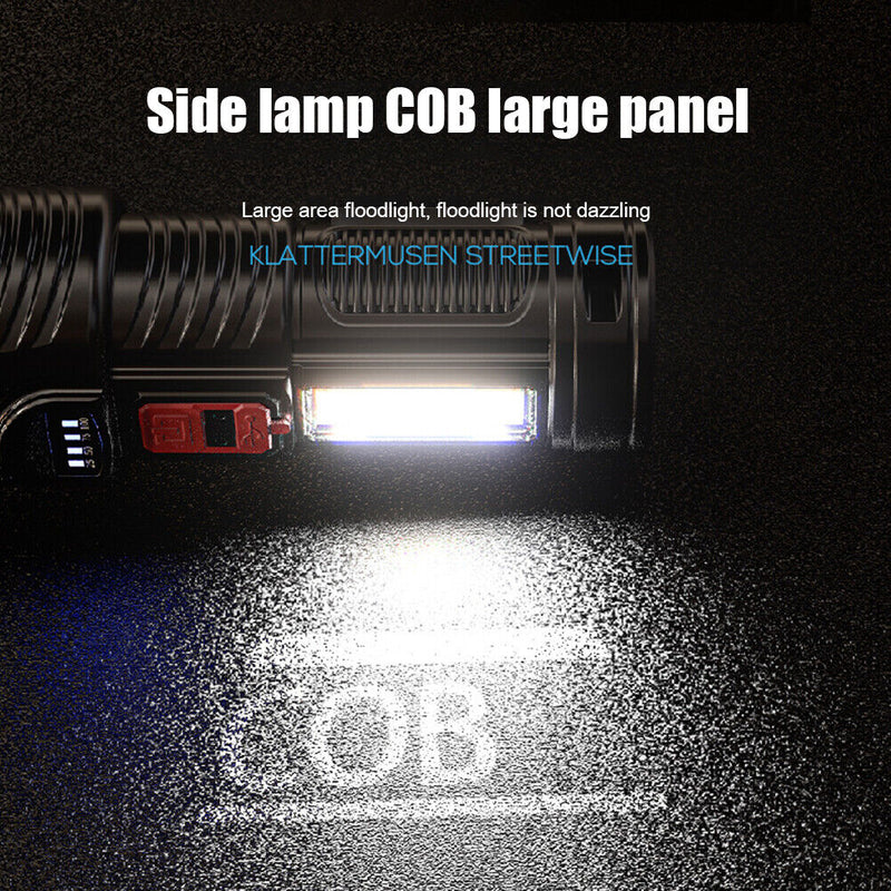 USB Rechargeable G5+COB LED Beads Flashlight Portable Torch Power Display Newly