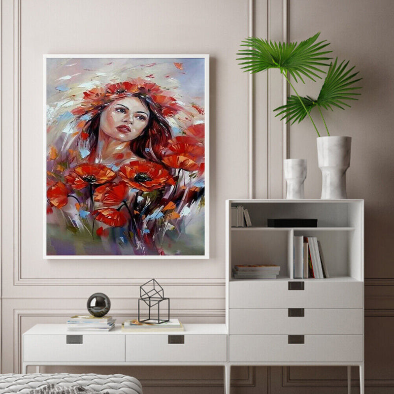 Girl Oil Paint By Numbers Kit DIY Acrylic Painting on Canvas Frameless Drawings