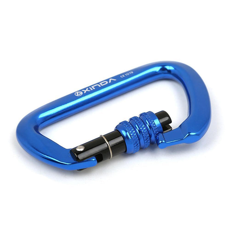 28KN D Shape Safety Master Lock Carabiner Rock Climbing Buckle (Blue)