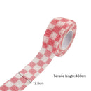Self Adhesive Tape Elastic Bandage Finger Protector Wrap (Pink Plaid)