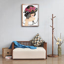 DIY Mosaic Kit 5D Round Painting Full Diamond Drill Woman with Flower Hat Gift