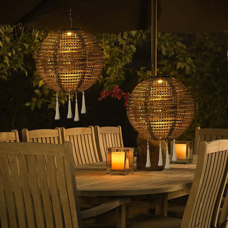 Solar Sequin Projection Lantern Outdoor Waterproof Yard Decor (Warm Light)