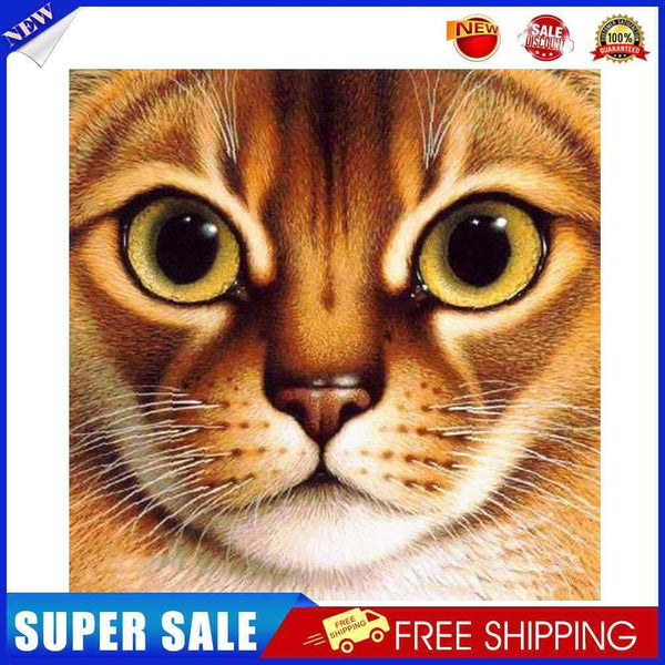 #A 5D DIY Diamond Painting Kits Full Round Drill Face Cat Mosaic Picture Wall