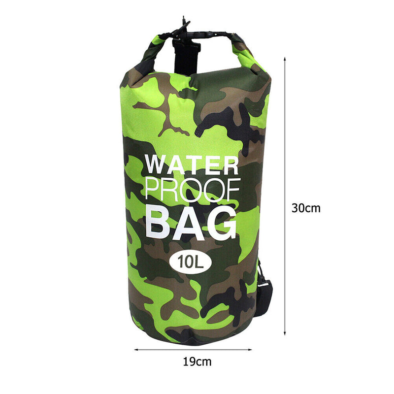 Waterproof Swimming Bag Camouflage Outdoor Camping Dry Sack (10L Green) Newly