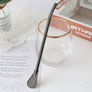 Stainless Steel Spoon Tea Filter Drinking Straw Bar Accessories (Black) Newly