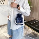 Fashion Women Drawstring Shoulder Bag PU Leather Square Box Crossbody Handbag