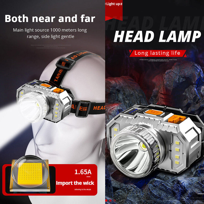 USB Rechargeable Fishing Headlamp Headwear Flashlight for Outdoor Camping Hiking
