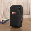 Men Canvas Mobile Phone Bags Double-layer Zipper Fanny Pack (Black)