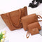 4pcs/set Shoulder Handbags Leather Women Crossbody Clutch Card Bags (Brown)