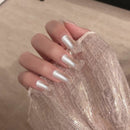 Wearable Full Cover Medium Long Length French Cat Eye Press on Nails False Nail